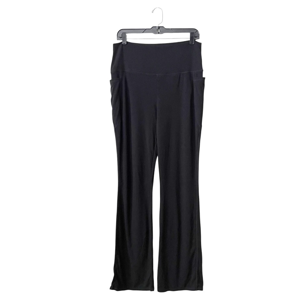 Grace & Lace Black Yoga Pants Women's Size XL Wide Leg Pull On Stretch Pockets